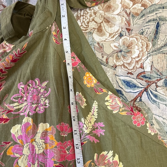 Free People Olive Floral Halter Mini Dress Boho Cotton Lined Side Zip Size XS - Picture 11 of 12